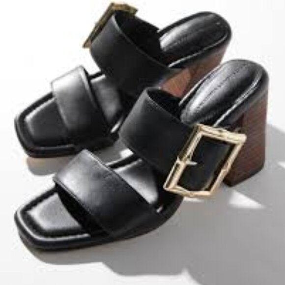 WHITE HOUSE BLACK MARKET BAMBOO BLACK SLIDE SANDAL SANDALS 6.5 W/ BOX - Picture 3 of 10